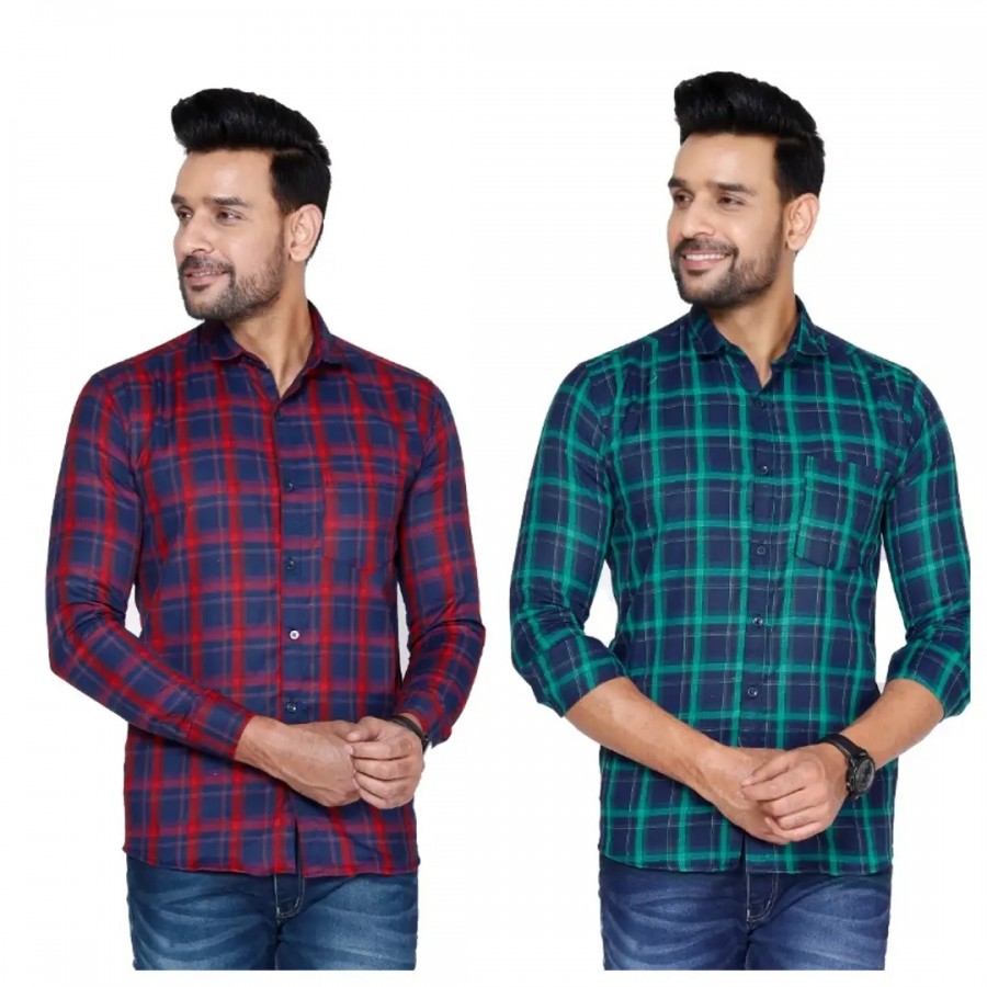 Classic Cotton Blend Casual Shirts For Men Combo