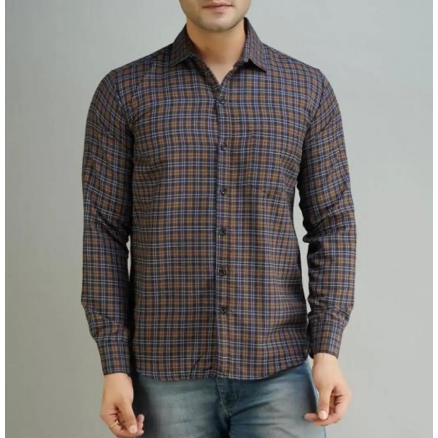 Classic Cotton Blend Checked Casual Shirts for Men