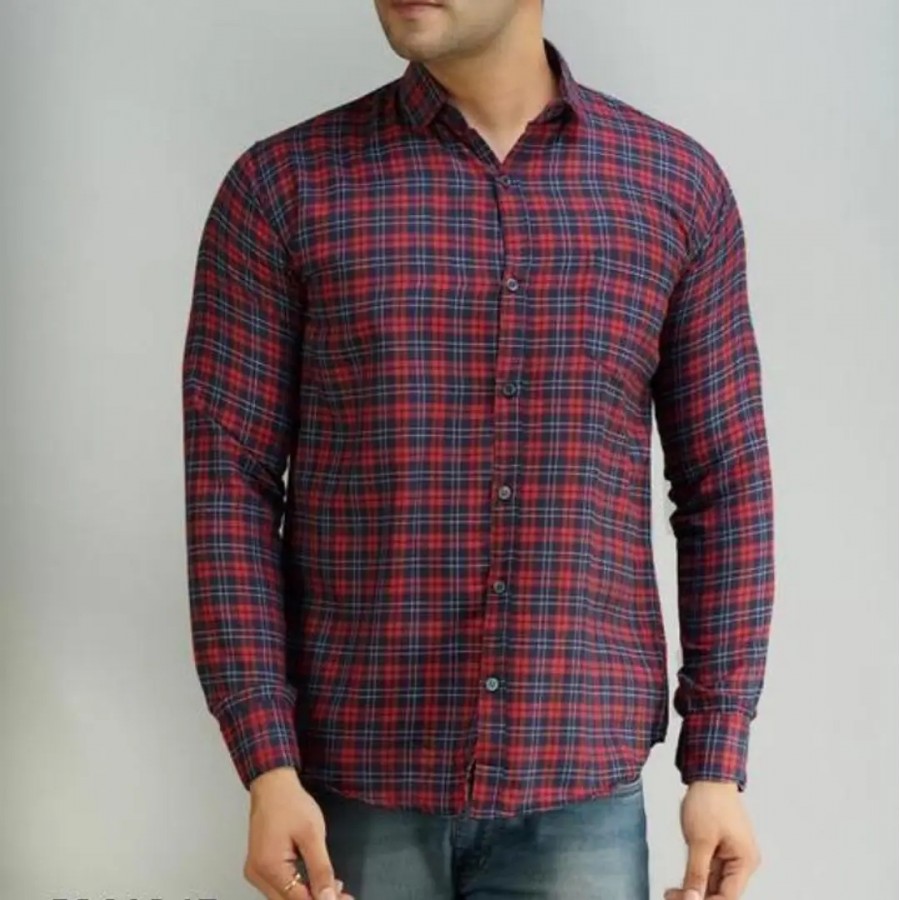 Classic Cotton Blend Checked Casual Shirts for Men