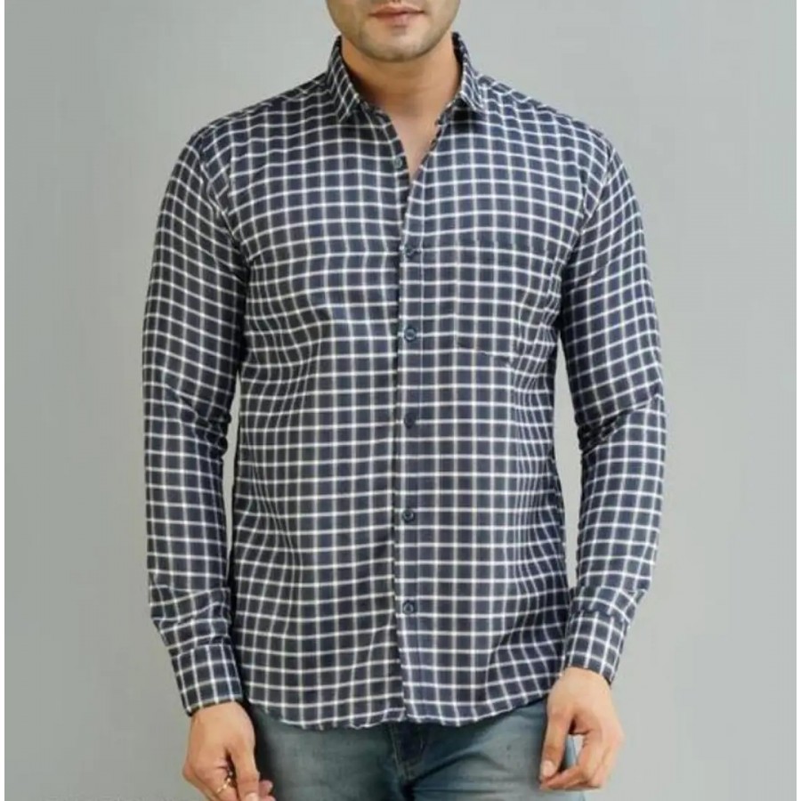 Classic Cotton Blend Checked Casual Shirts for Men