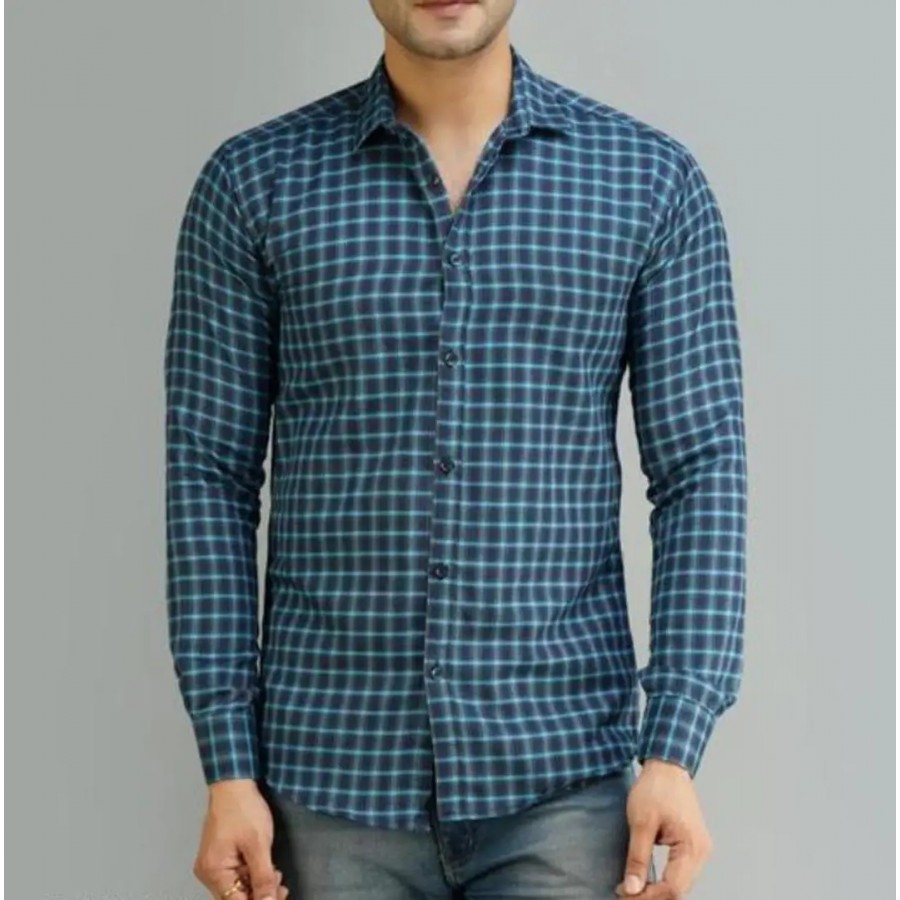 Classic Cotton Blend Checked Casual Shirts for Men