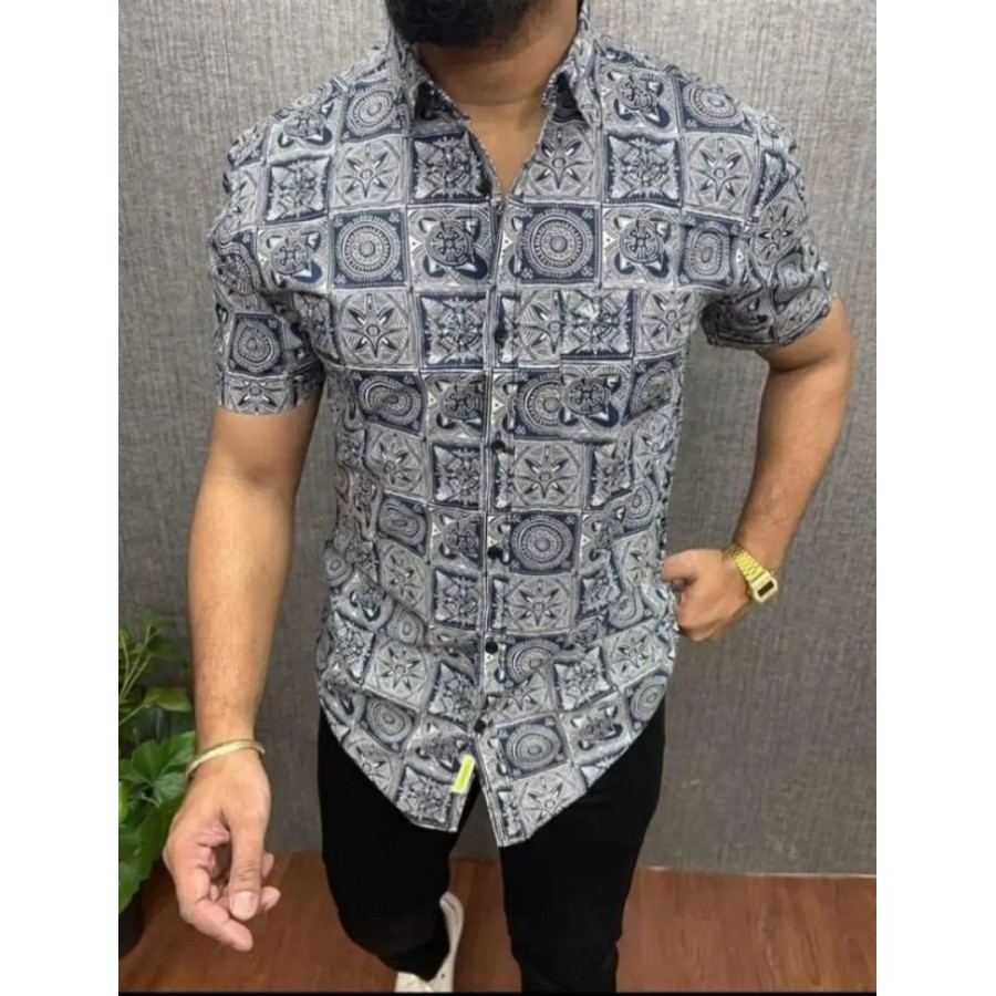 Classic Cotton Blend Printed Casual Shirts for Men