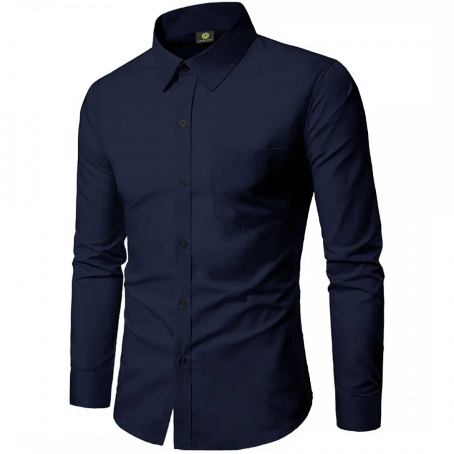 Classic Cotton Blend Solid Casual Shirt For Men