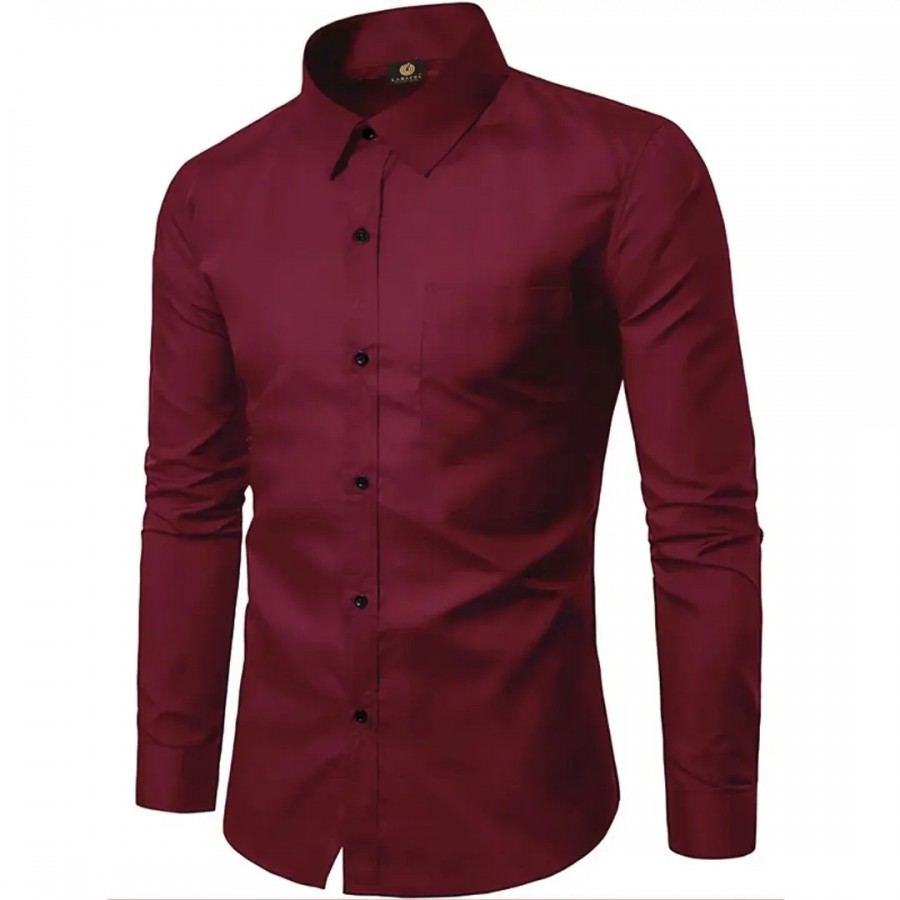 Classic Cotton Blend Solid Casual Shirt For Men