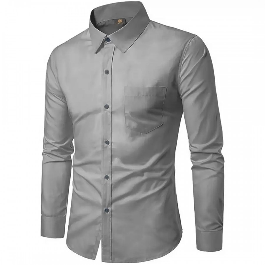 Classic Cotton Blend Solid Casual Shirt For Men