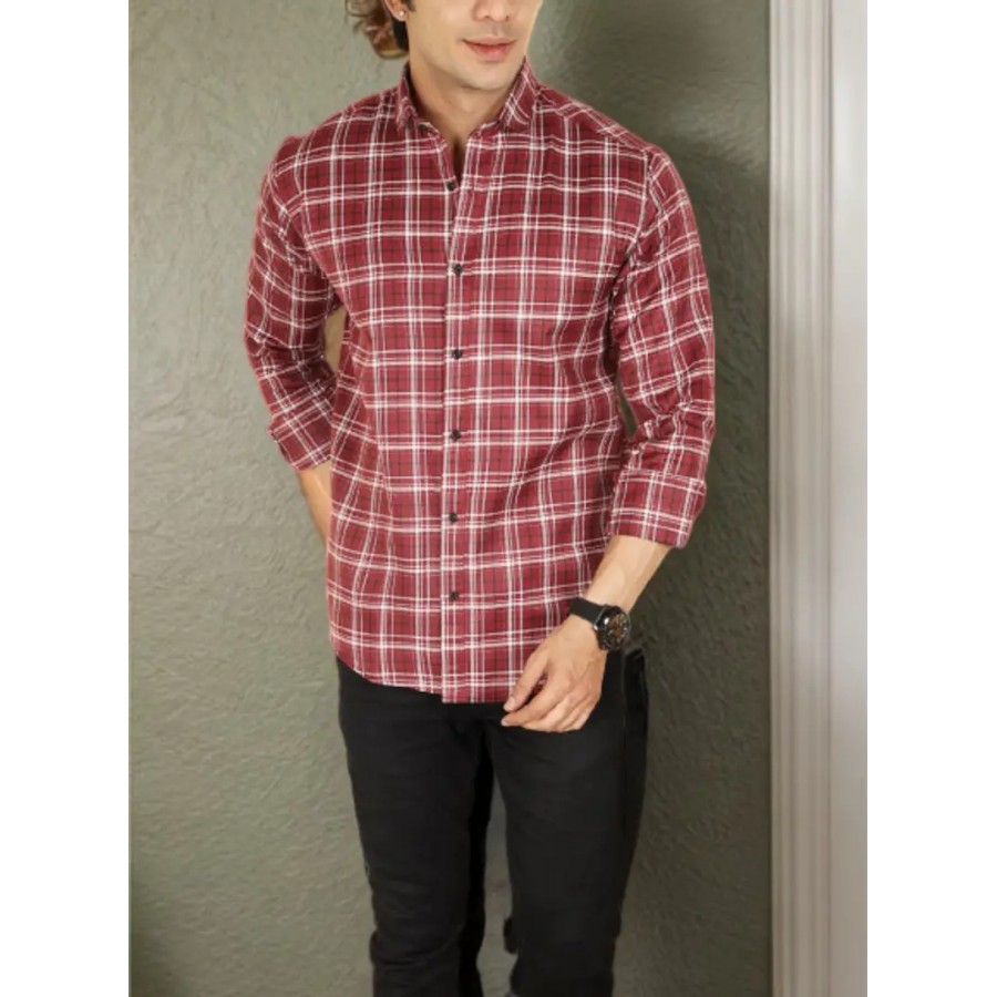 Classic Cotton Checked Casual Shirts for Men