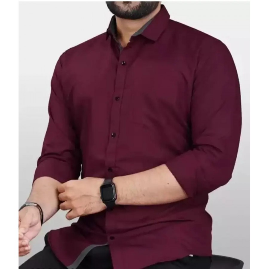 Classic Cotton Long Sleeves Solid Casual Shirts for Men