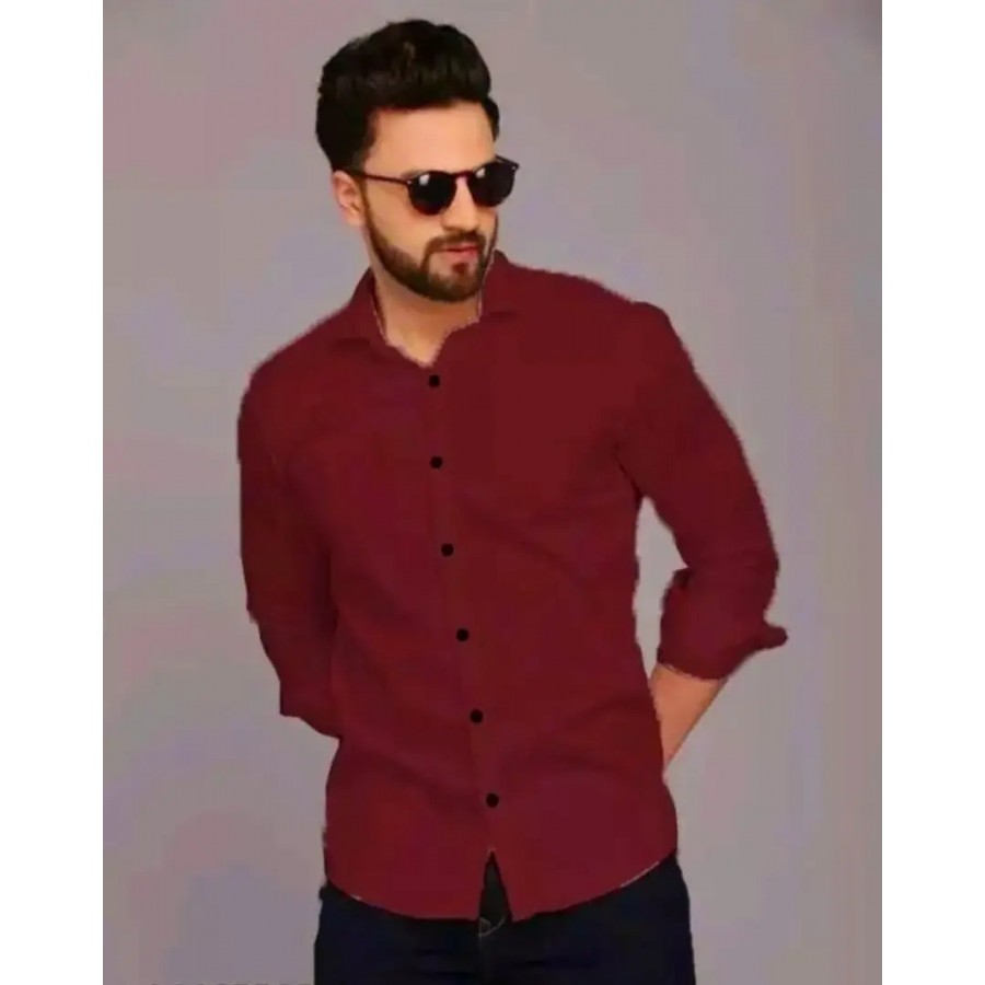 Classic Cotton Long Sleeves Solid Casual Shirts for Men