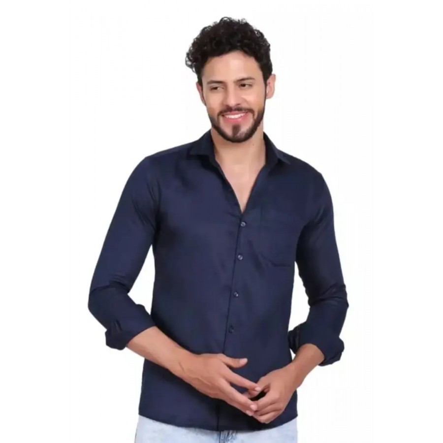 Classic Cotton Long Sleeves Solid Casual Shirts for Men