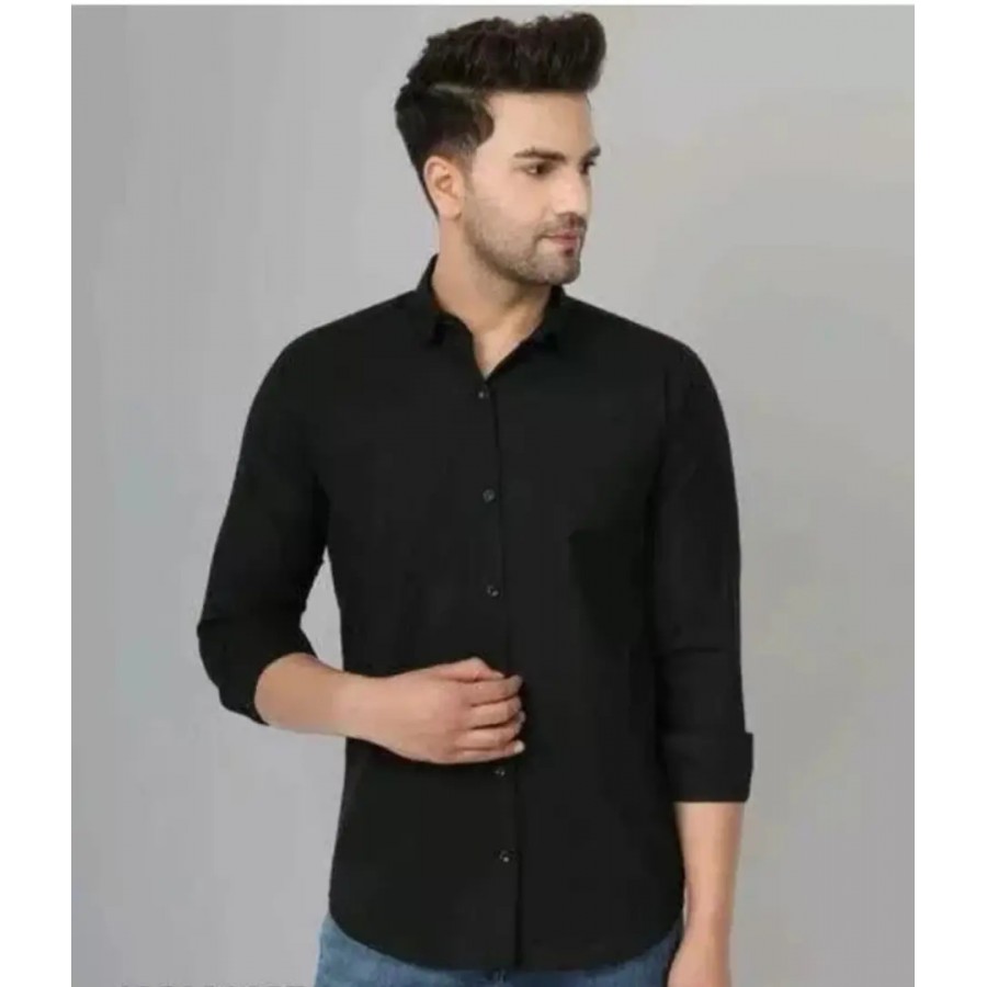 Classic Cotton Long Sleeves Solid Casual Shirts for Men