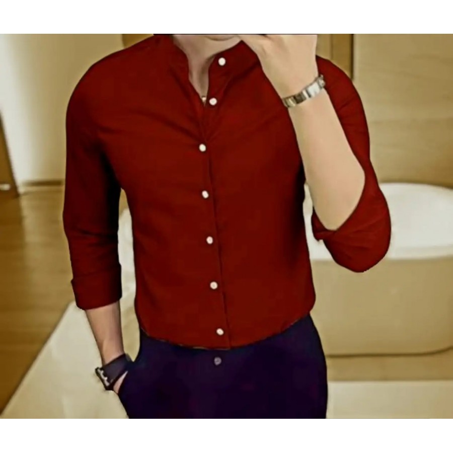 Classic Cotton Long Sleeves Solid Casual Shirts for Men