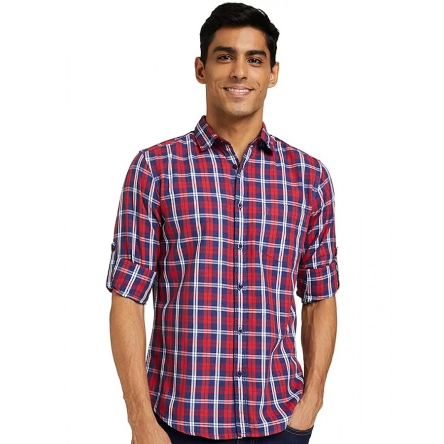 Classic Multicoloured Cotton Blend Checked Casual Shirt For Men