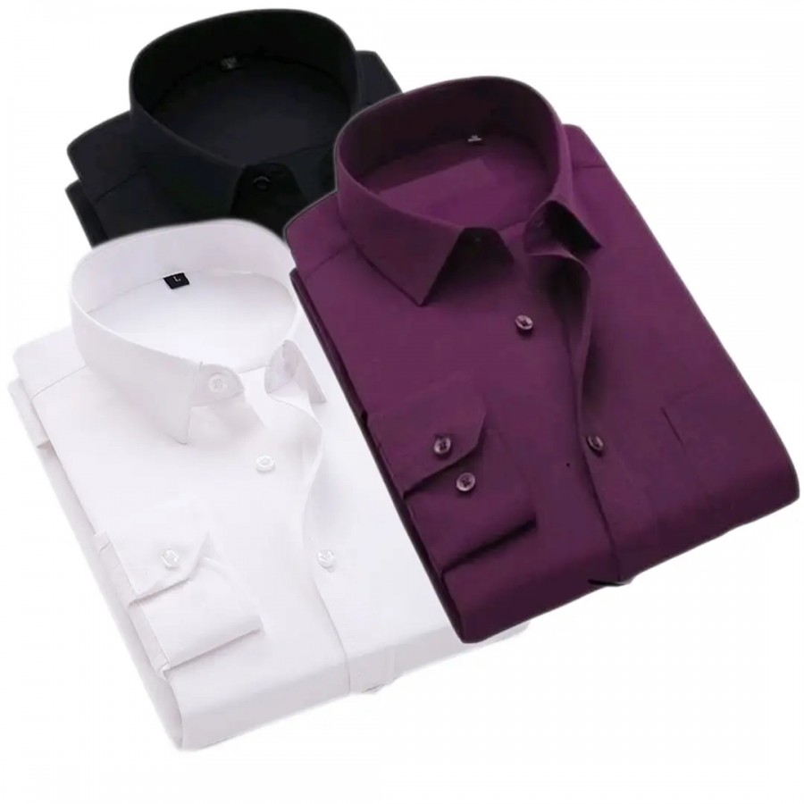 Classic Multicoloured Cotton Solid Casual Shirts For Men Pack Of 3