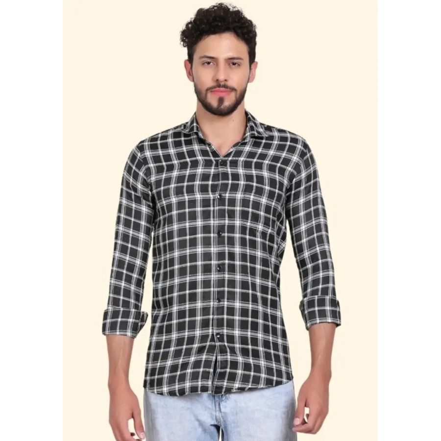 Classic Polycotton Checked Casual Shirts for Men