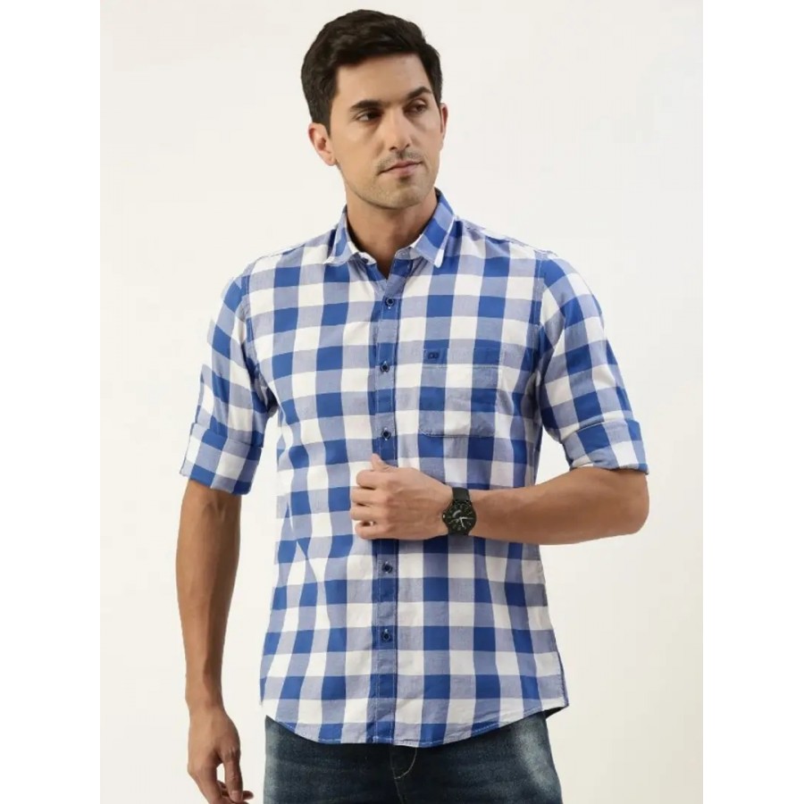 Cotton Blend Checkered Casual Shirt For Men