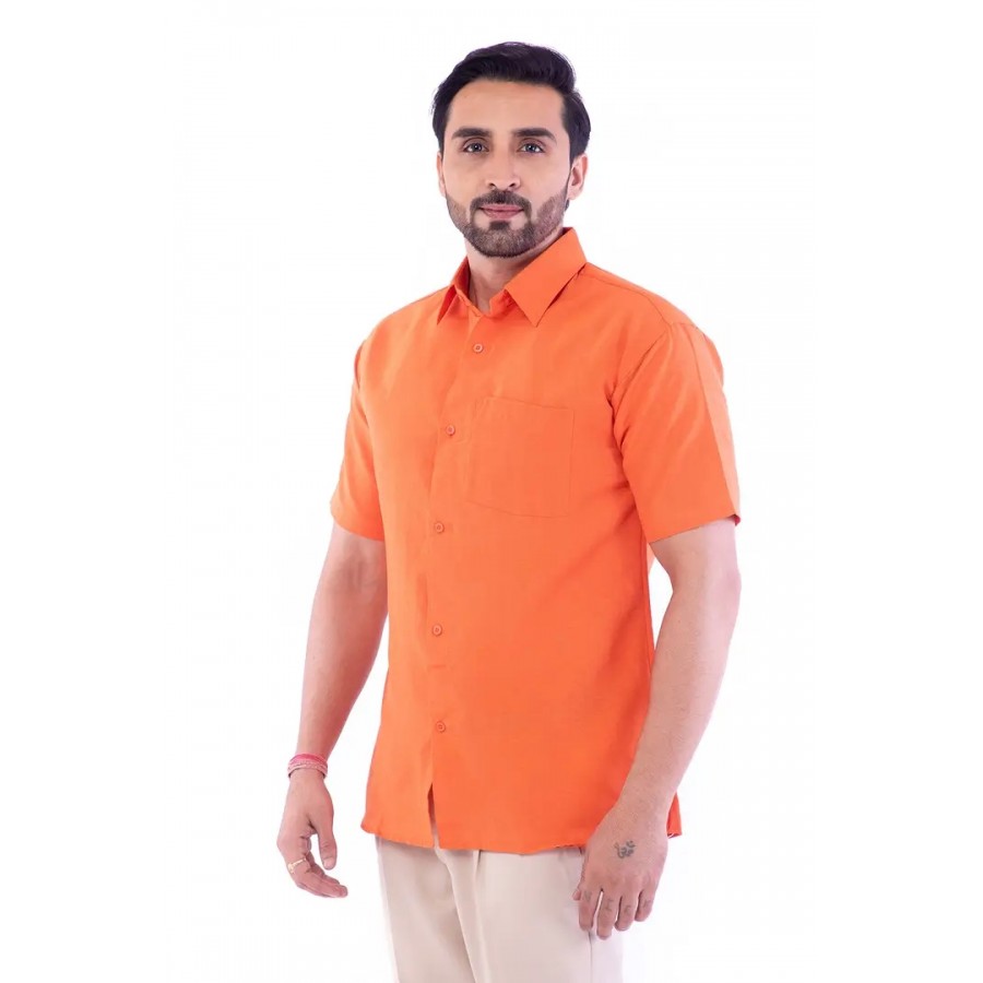 DESHBANDHU DBK Men's Plain Solid 100% Cotton Half Sleeves Regular Fit Formal Shirt's