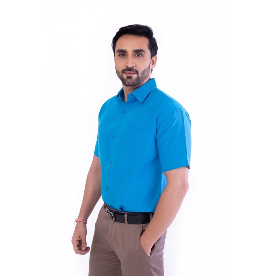 DESHBANDHU DBK Men's Plain Solid 100% Cotton Half Sleeves Regular Fit Formal Shirt's