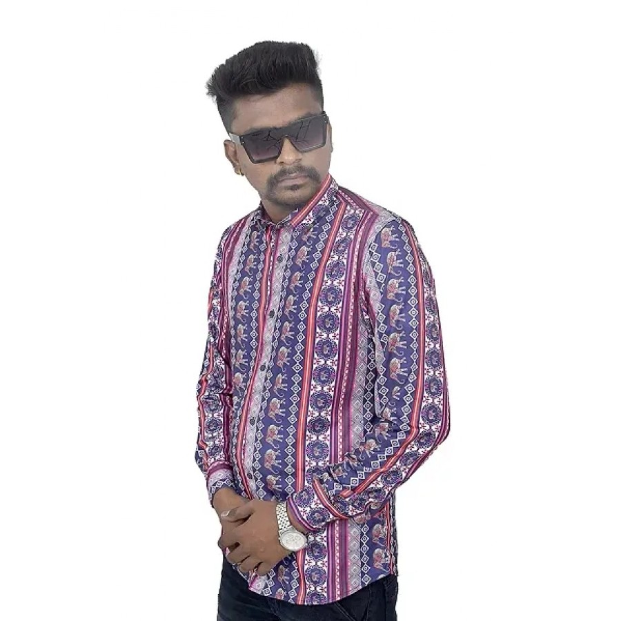 Designer Lycra Printed Multicoloured  Regular Fit Full Sleeve Shirts For Men