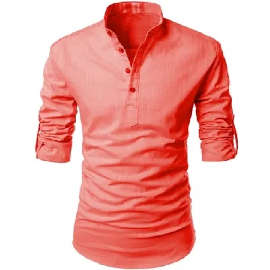 Designer Orange Cotton Solid Casual Shirt For Men