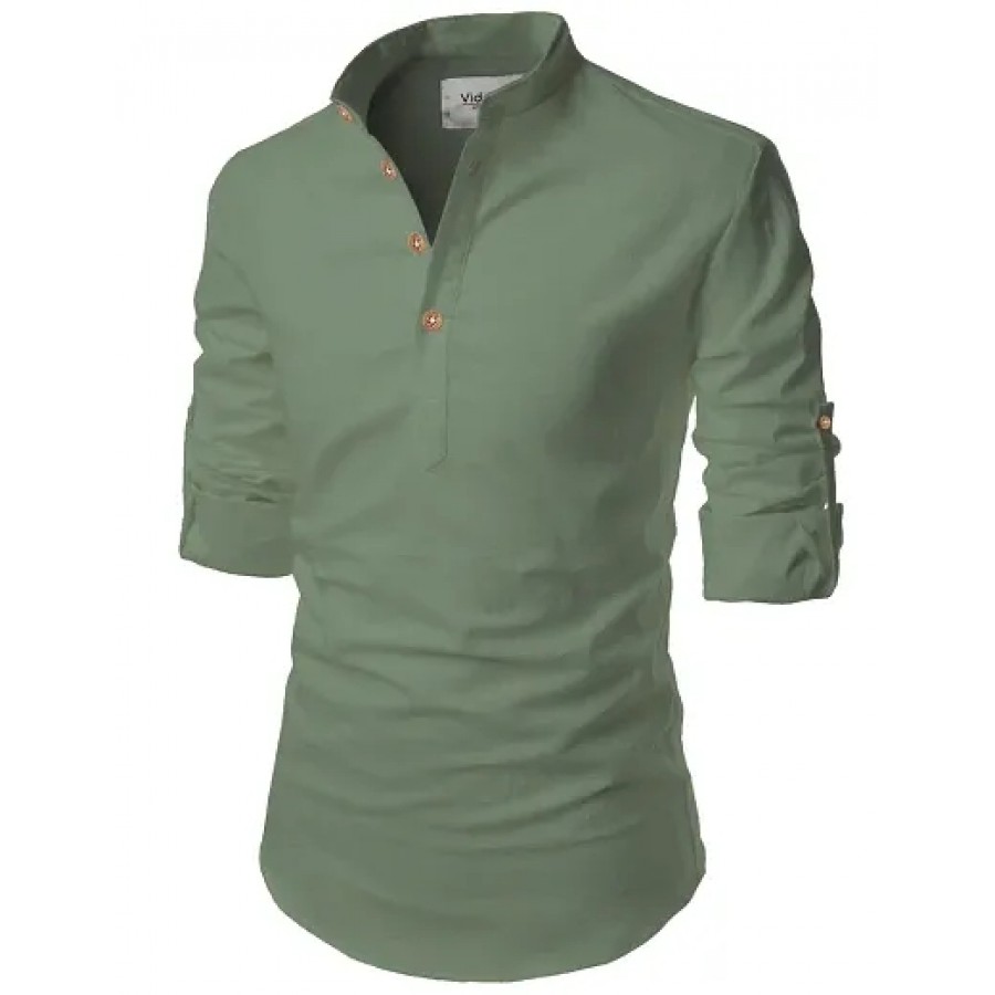 Designer Pink Cotton Solid Casual Shirt For Men