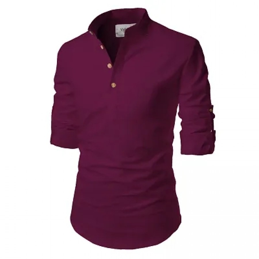 Designer Purple Cotton Solid Casual Shirt For Men