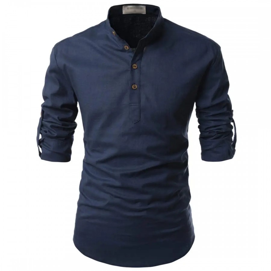 EDINWOLF Cotton Men's Casual Shirt - Dark Blue