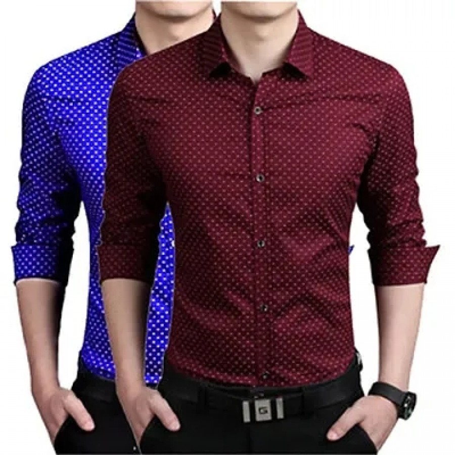 Elegant Premium Cotton Printed Shirts For Men(Pack Of 2)