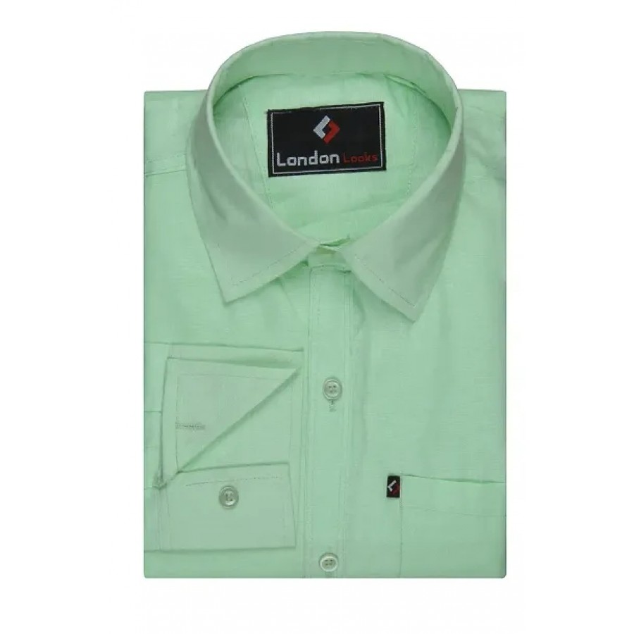 Elite Green Cotton Blend Solid Casual Shirts For Men