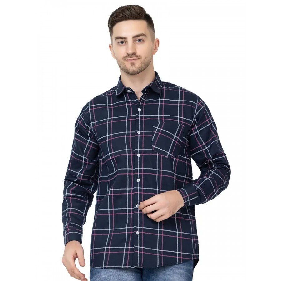 FREKMAN Men's Cotton Casual Regular Fit Checks Shirt for Men Full Sleeves