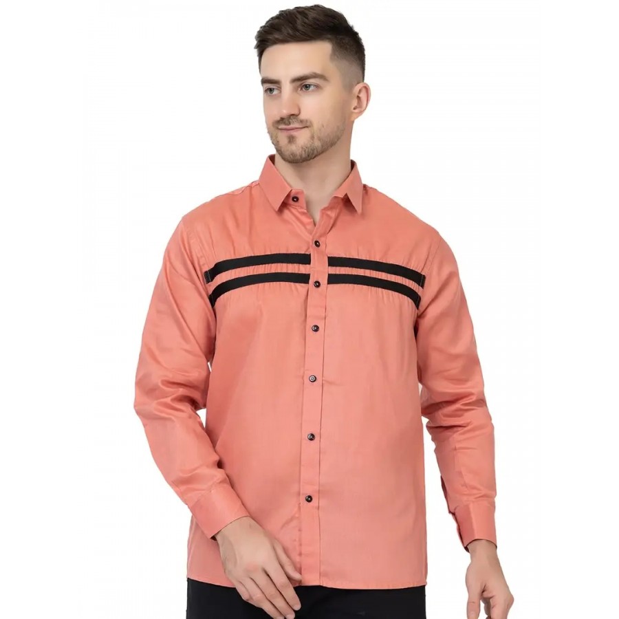 FREKMAN Men's Cotton Casual Regular Fit Front Stylish Striped Shirt for Men Full Sleeves Shirt