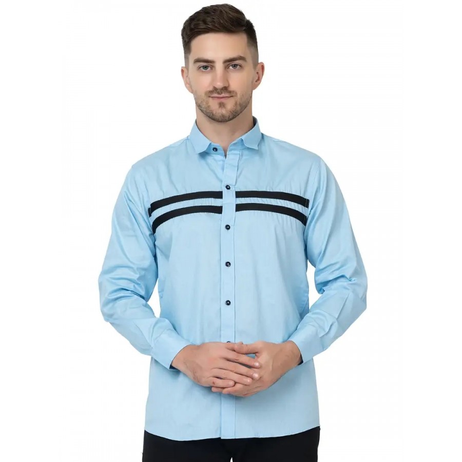 FREKMAN Men's Cotton Casual Regular Fit Front Stylish Striped Shirt for Men Full Sleeves Shirt