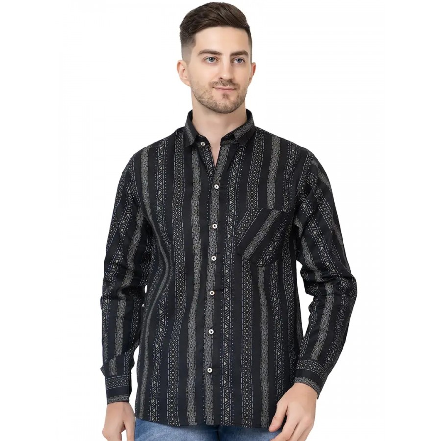 FREKMAN Men's Cotton Digital Print Regular Fit Casual Shirt with Pocket, Full Sleeve Shirt