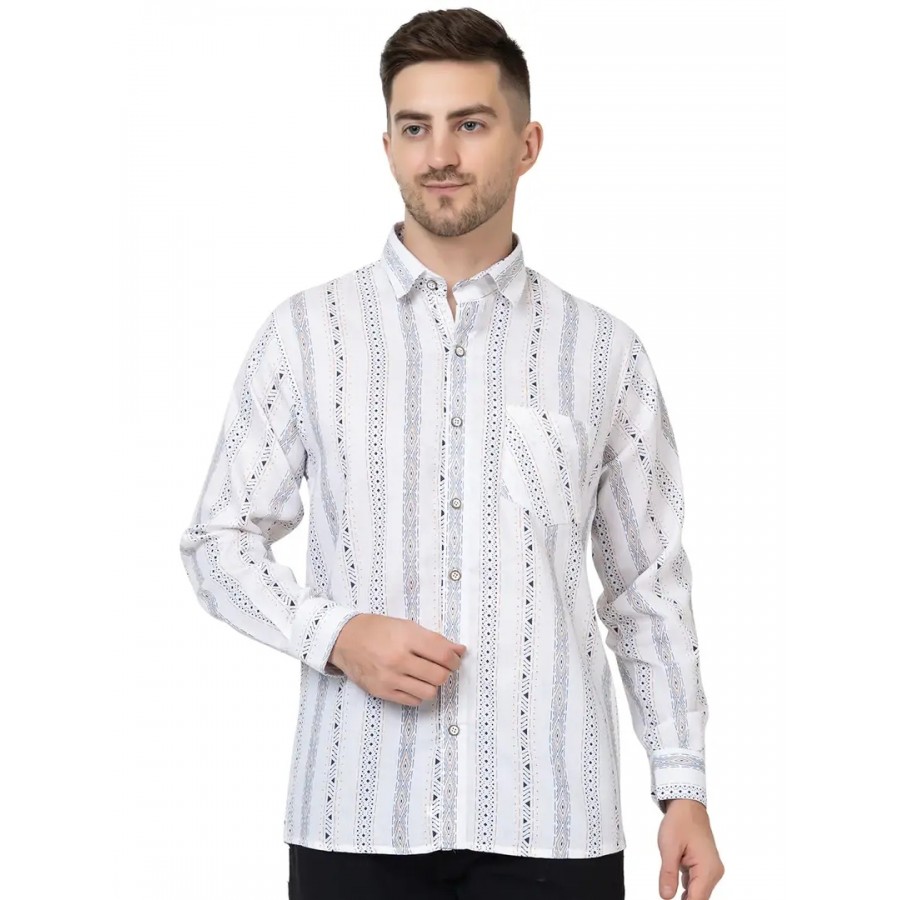 FREKMAN Men's Cotton Digital Print Regular Fit Casual Shirt with Pocket, Full Sleeve Shirt