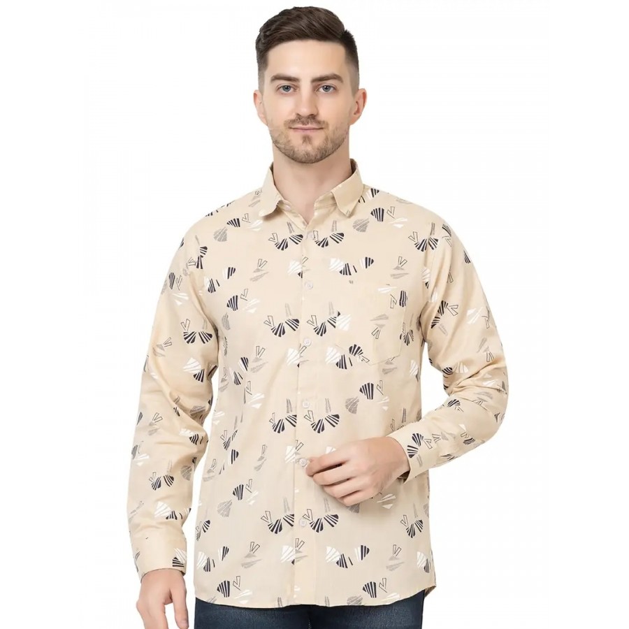 FREKMAN Men's Pure Cotton Floral Print Casual Full Sleeve Shirt