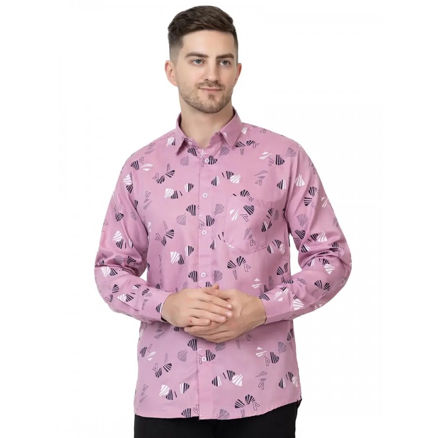 FREKMAN Men's Pure Cotton Floral Print Casual Full Sleeve Shirt