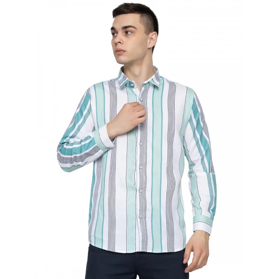 FREKMAN Men's Striped Regular Fit Casual Shirt