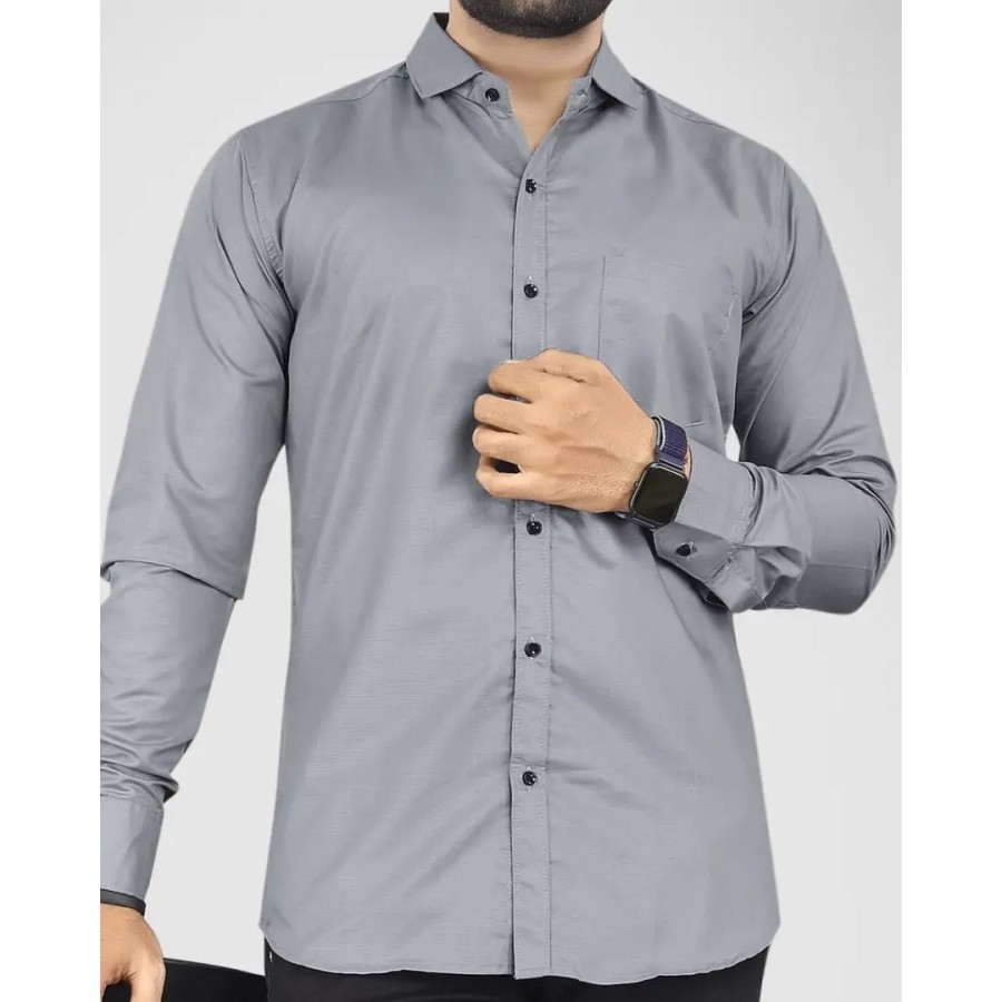 G  Son's Men's Slim Fit Stylish Full Sleeve Casual Shirts (Large, Grey)