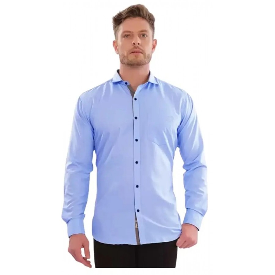 G  Son's Men's Slim Fit Stylish Full Sleeve Casual Shirts (XX-Large, Light-Blue)