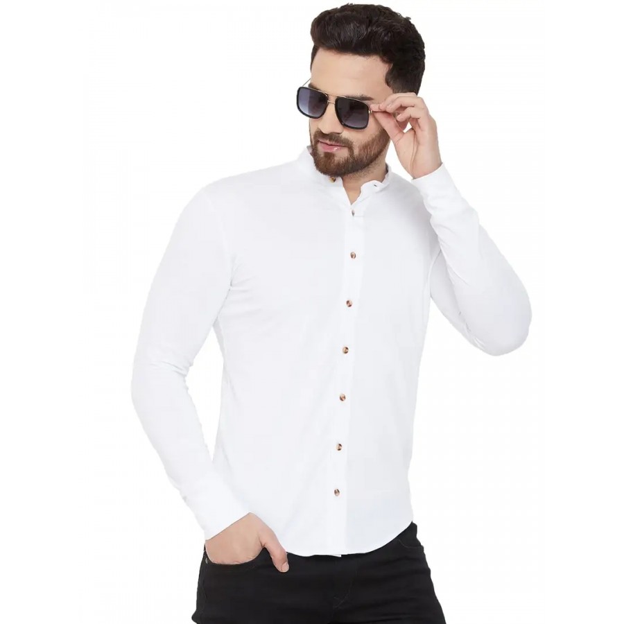 GESPO Full Sleeves Men's Shirts (White-Small)