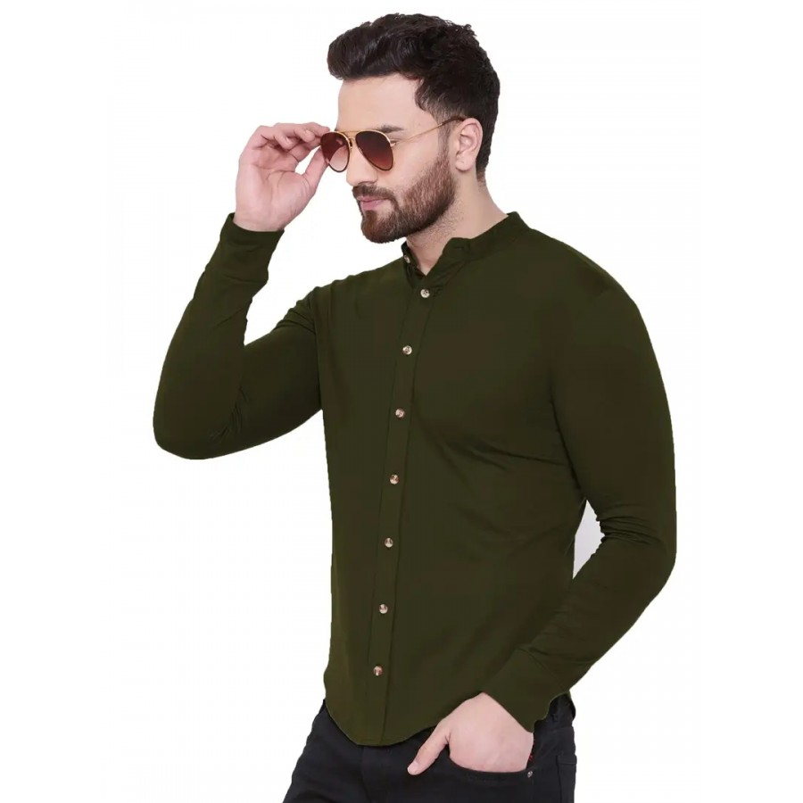 GESPO Men's Full Sleeves Shirts(Olive-X-Large)