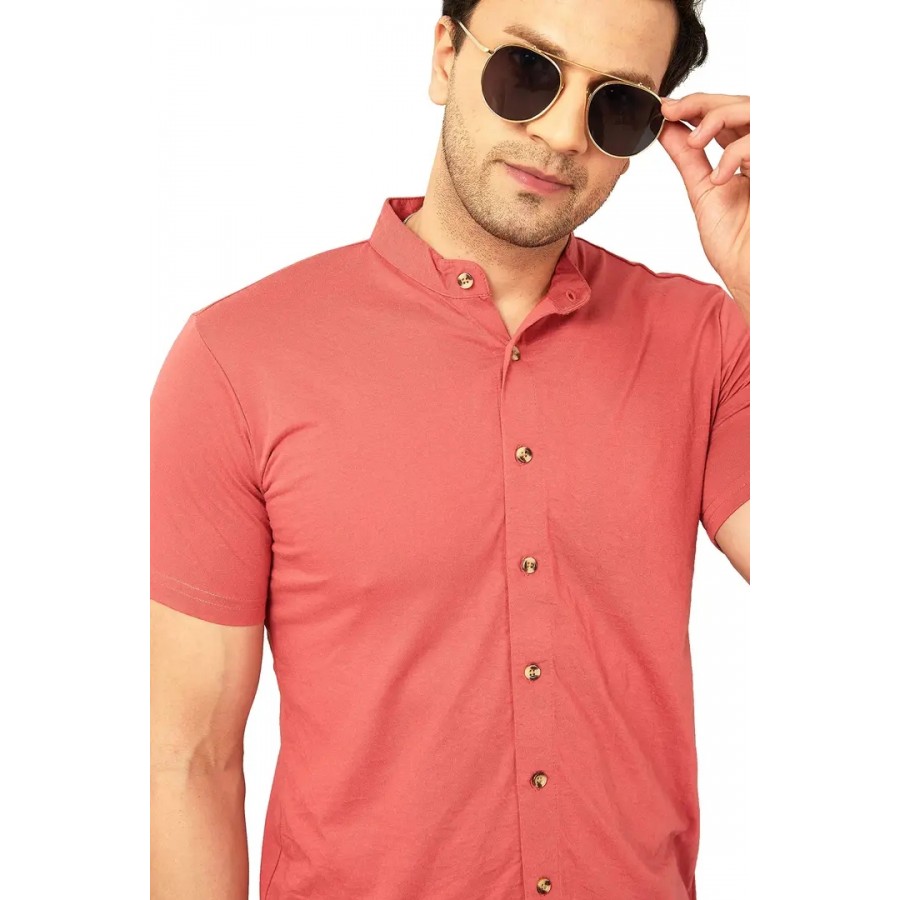 GESPO Men's Regular Fit Shirts(Peach-Medium)