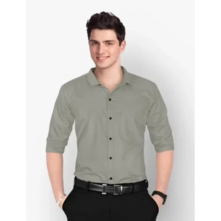 Grey Casual Men Shirt Black  Red Patti