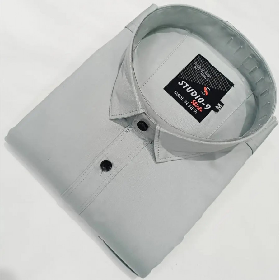 Grey Cotton Casual Shirts For Men