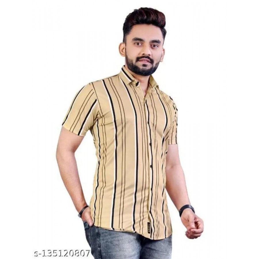 Het Fashion Men's Lycra Casual Printed Regular Half Sleeve Shirt