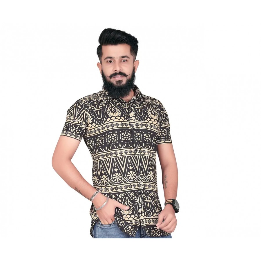 Het Fashion Men's Regular Lycra Printed Half Sleeve Casual Shirt (S to XXL)