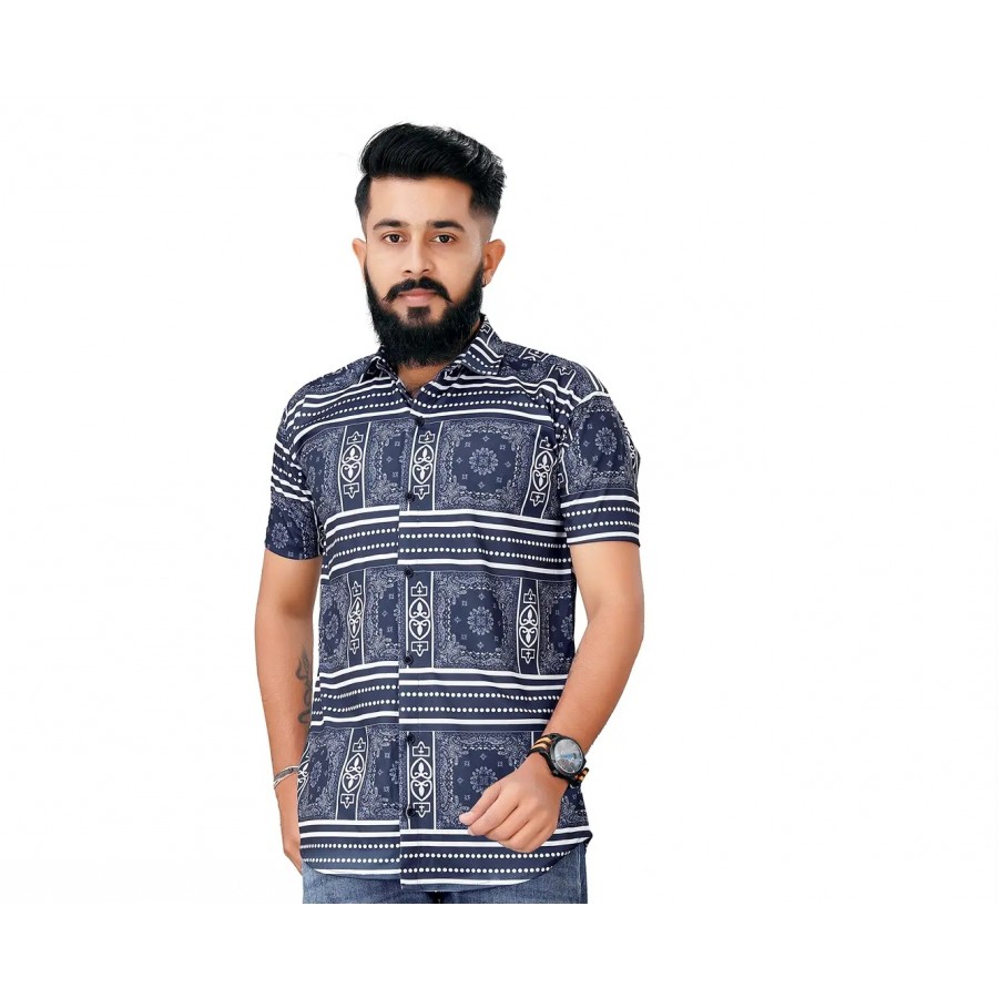 Het Fashion Men's Regular Lycra Printed Half Sleeve Casual Shirt (S to XXL)