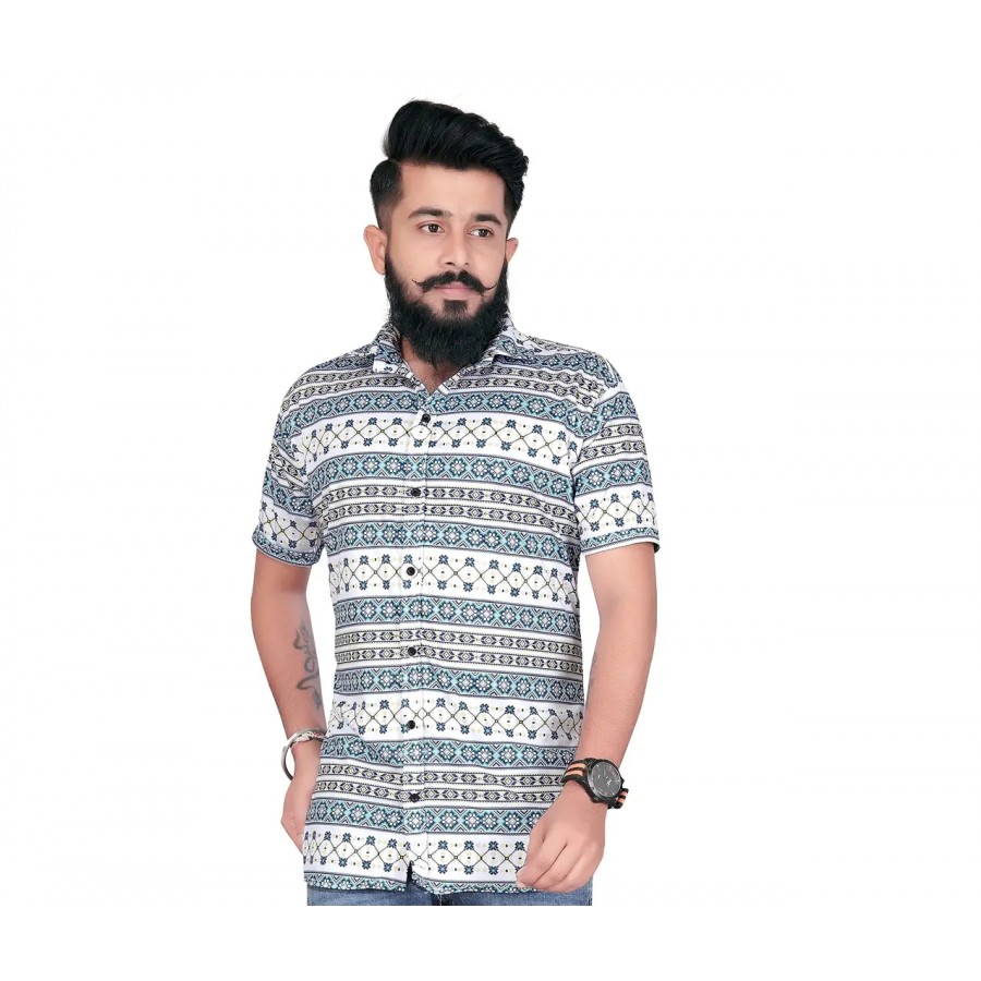 Het Fashion Men's Regular Lycra Printed Half Sleeve Casual Shirt (S to XXL)