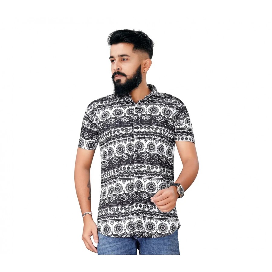 Het Fashion Men's Regular Lycra Printed Half Sleeve Casual Shirt (S to XXL)