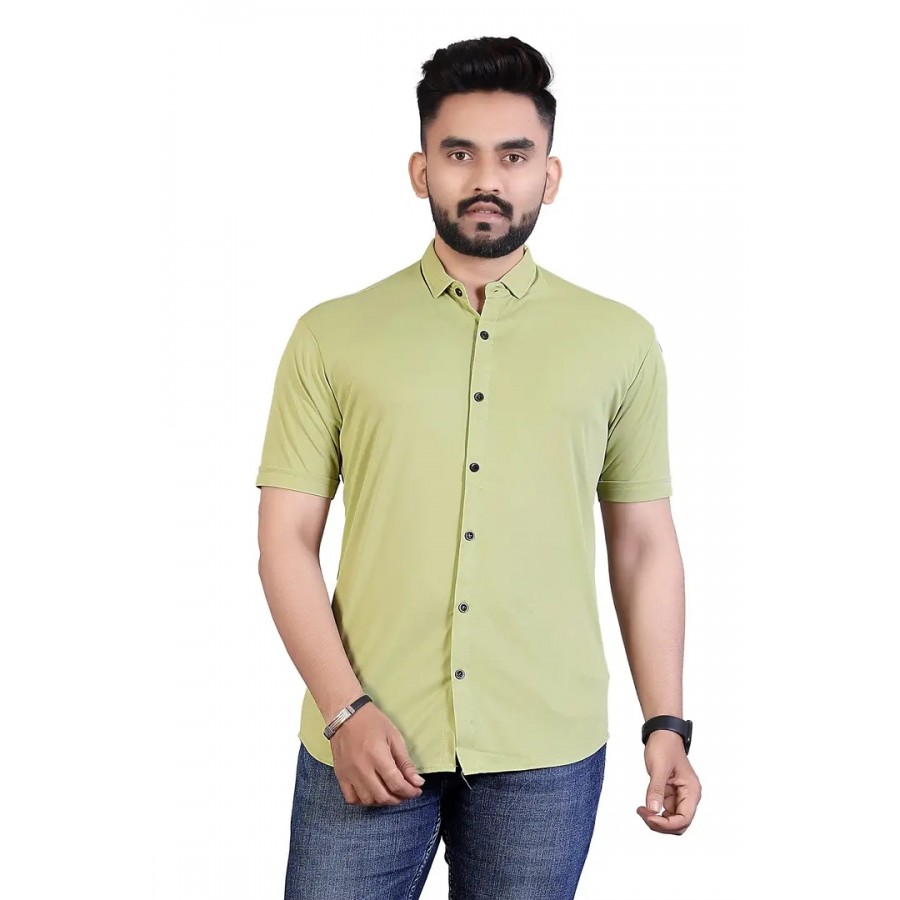 JEEVAAN-Men's Lycra Colour Shirt (Large, Pista)