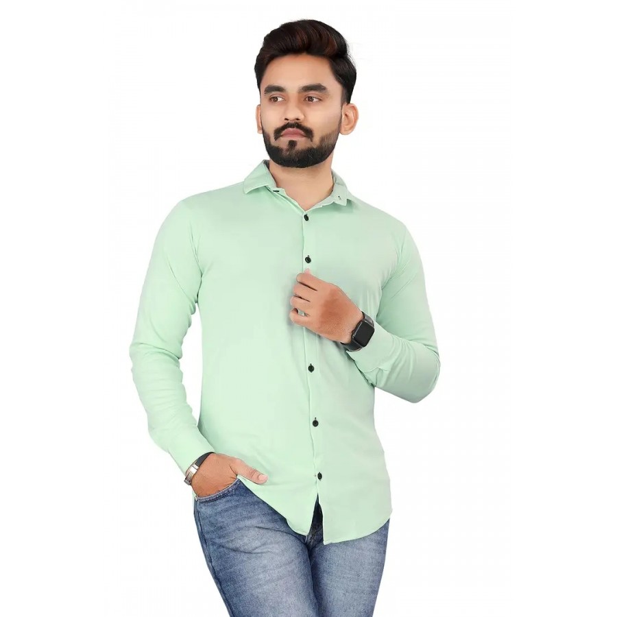 JEEVAAN - Men's Solid Slim Fit Lycra Casual Shirt @Stretchable